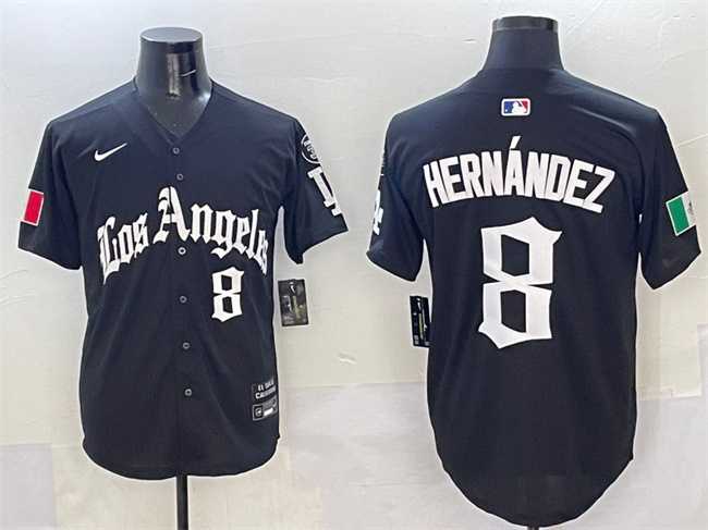 Mens Los Angeles Dodgers #8 Enrique Hernandez Black Mexico 2025 LA Gothic Style With Fernando Patch Vapor Premier Limited Stitched Jersey
